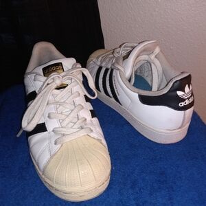 Classic Adidas's Shell Toe Superstar Sneakers.  Cloud White Core Black